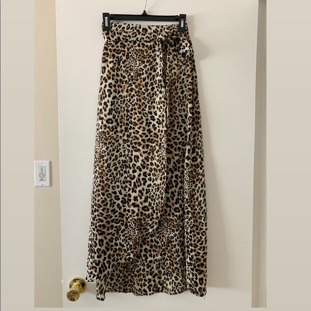 Cheetah print faux wrap skirt